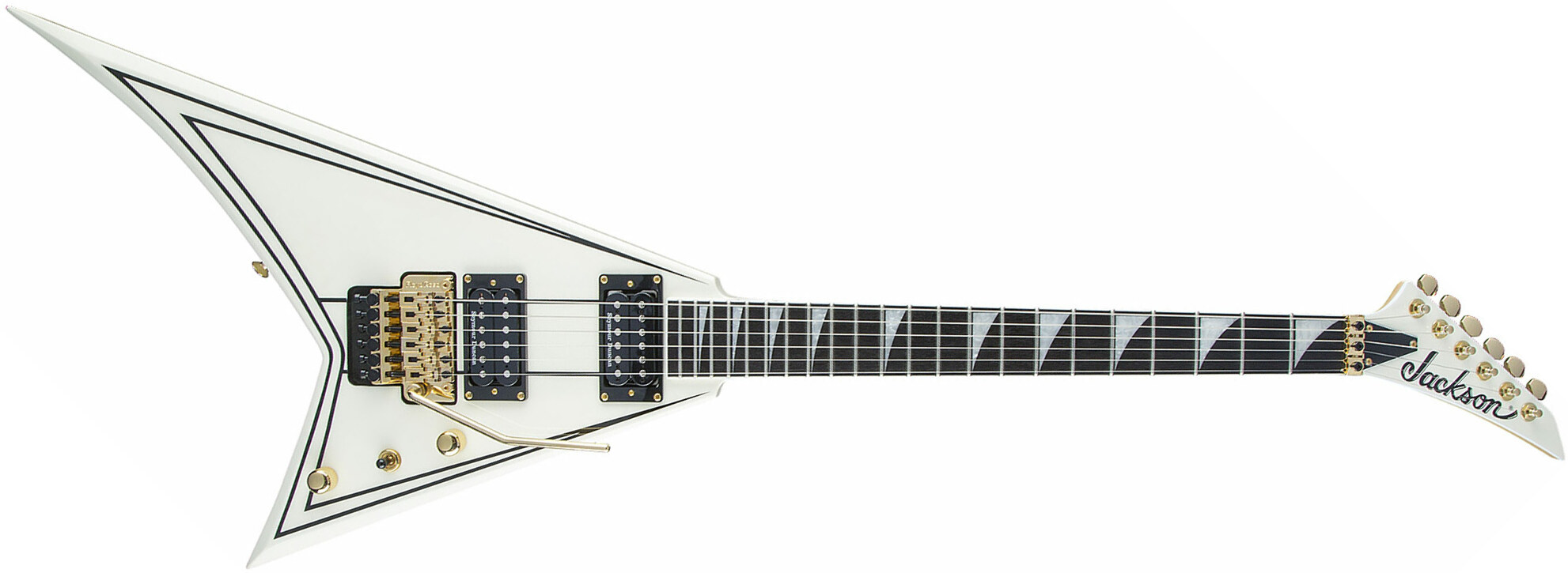 Jackson Rhoads Rr3 Pro 2h Seymour Duncan Fr Eb - Ivory With Black Pinstripes - Metalen elektrische gitaar - Main picture