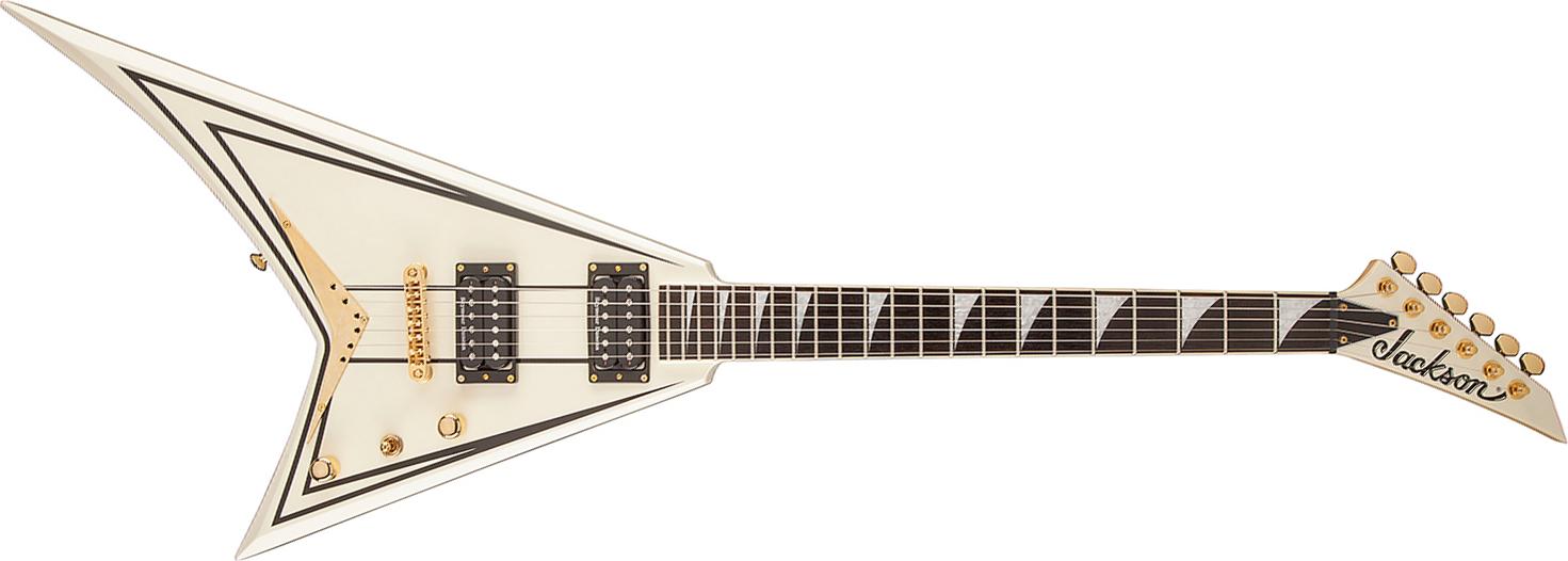 Jackson Rhoads Rrt-3 Pro 2h Seymour Duncan Ht Eb - Ivory With Black Pinstripes - Metalen elektrische gitaar - Main picture