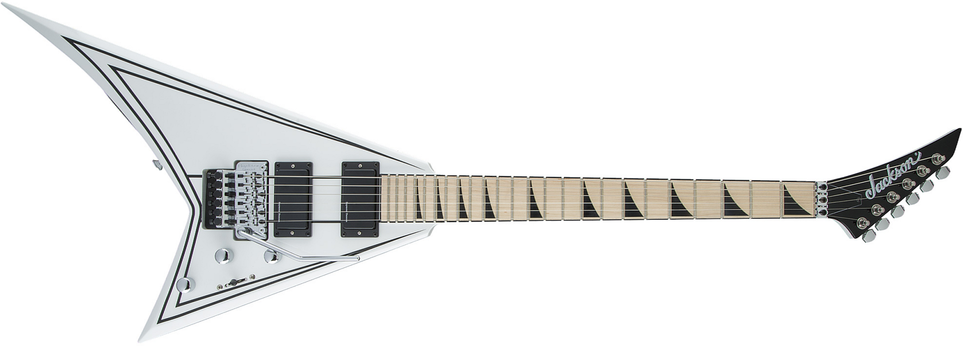 Jackson Rhoads Rrx24m 2h Seymour Duncan Fr Mn - White With Black Pinstripes - Metalen elektrische gitaar - Main picture