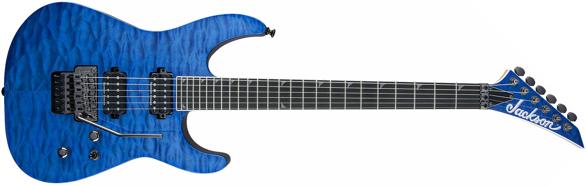 Jackson Soloist Pro Sl2q Mah Hh Seymour Duncan Fr Eb - Transparent Blue - Elektrische gitaar in Str-vorm - Main picture