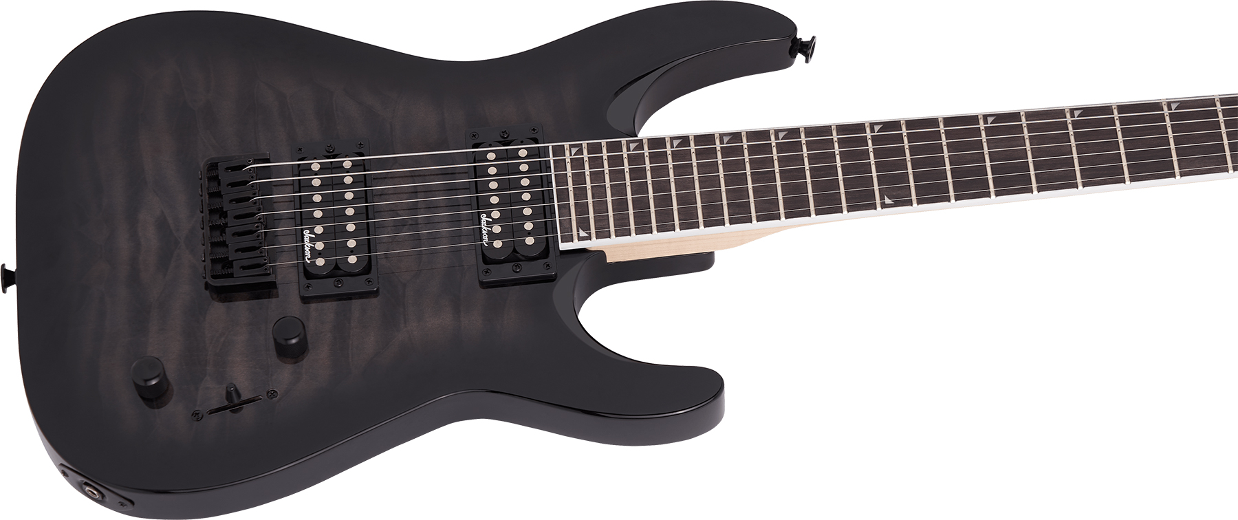 Jackson Dinky Js22q-7 Dka Ht Arch Top 2h Ht Ama - Transparent Black Burst - 7-snarige elektrische gitaar - Variation 2