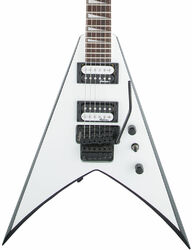 Metalen elektrische gitaar Jackson King V JS32 - White black bevels