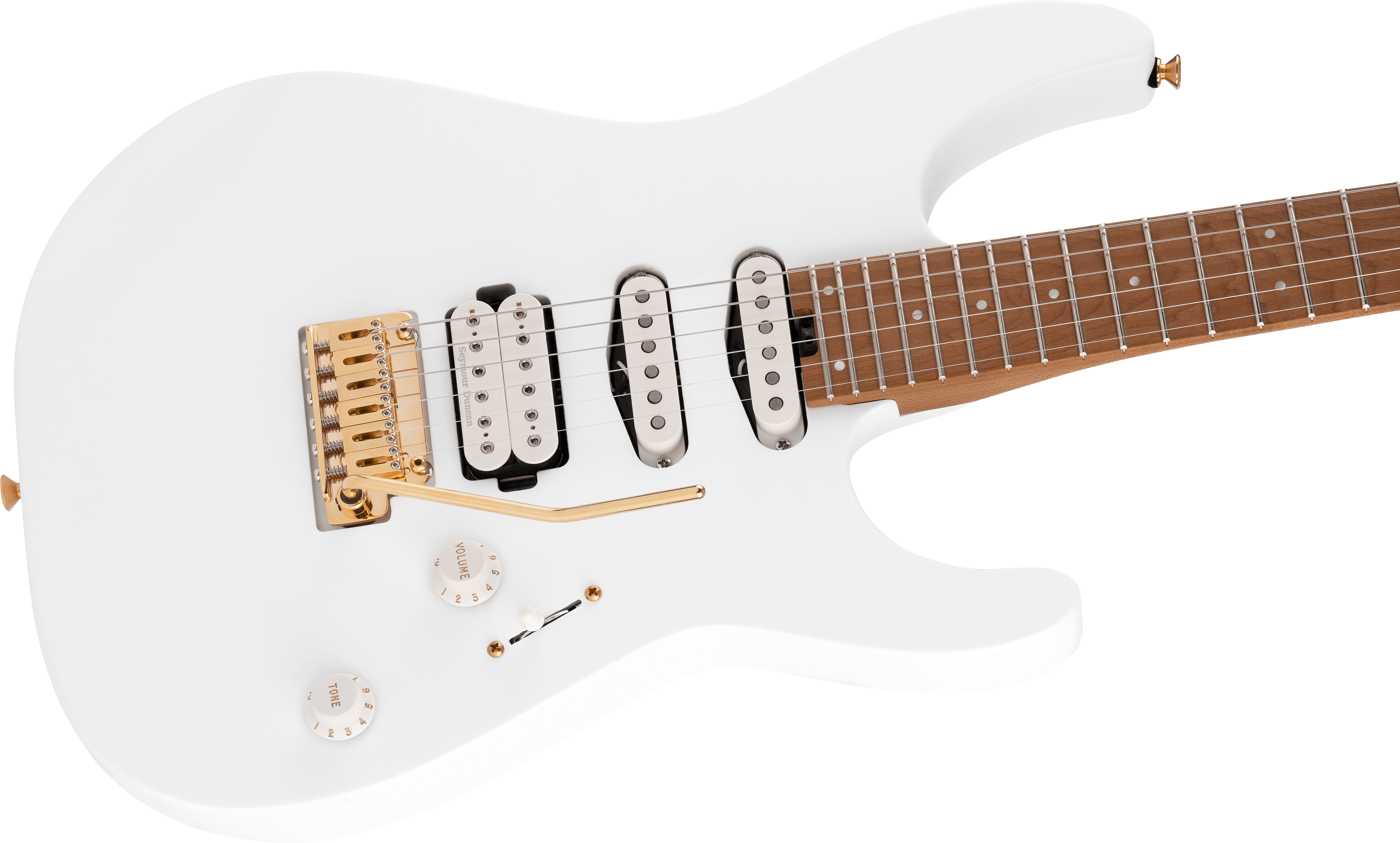 Charvel Dinky Dk24 Hss 2pt Cm Pro-mod Seymour Duncan Trem Mn - Snow White - Elektrische gitaar in Strat vorm - Variation 2
