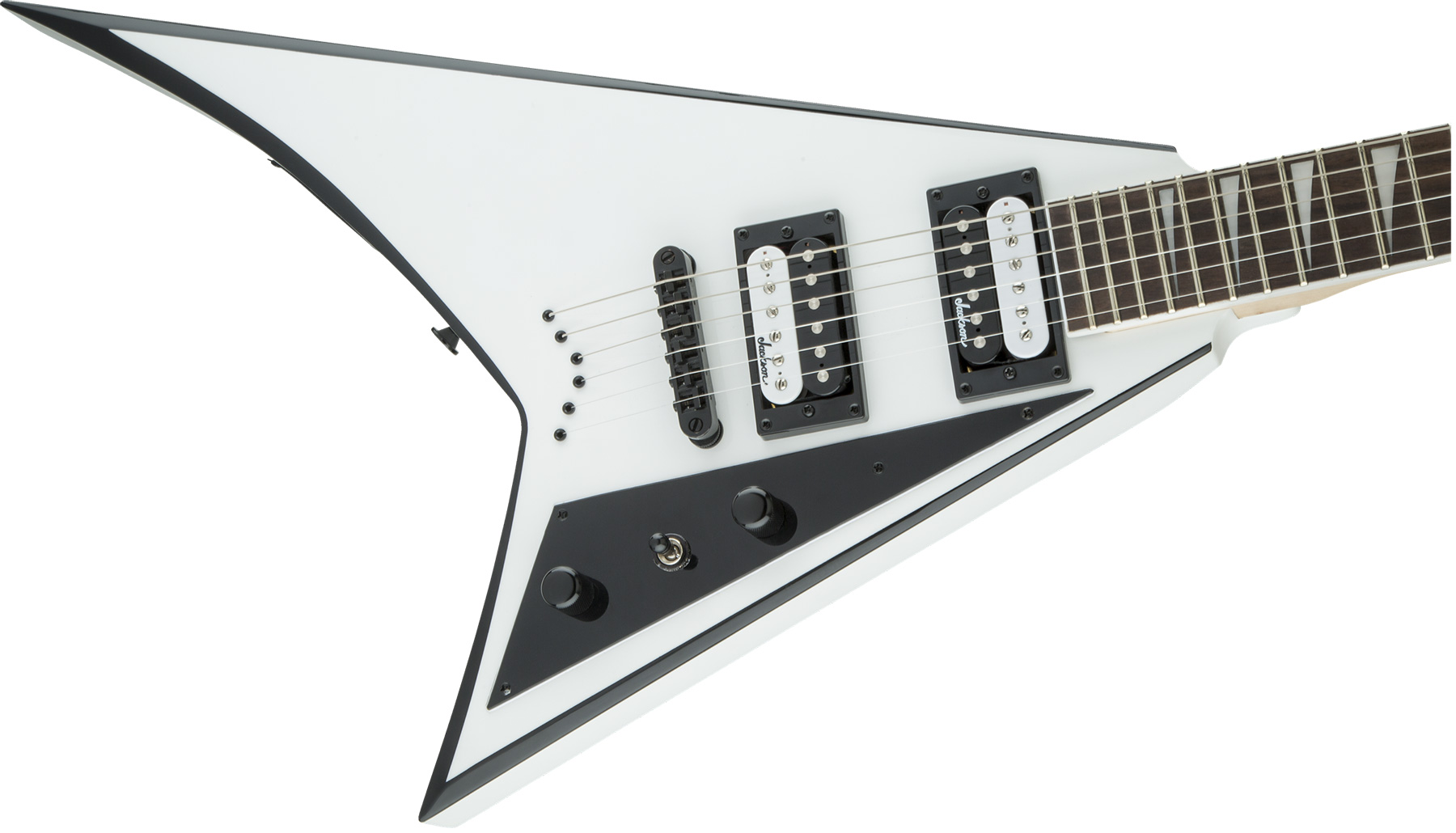 Jackson Randy Rhoads Js32t 2h Ht Ama - White With Black Bevels - Metalen elektrische gitaar - Variation 2