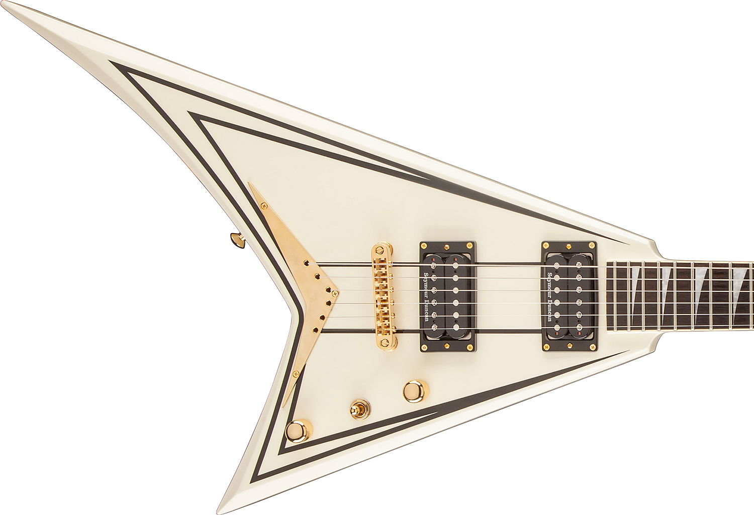 Jackson Rhoads Rrt-3 Pro 2h Seymour Duncan Ht Eb - Ivory With Black Pinstripes - Metalen elektrische gitaar - Variation 2