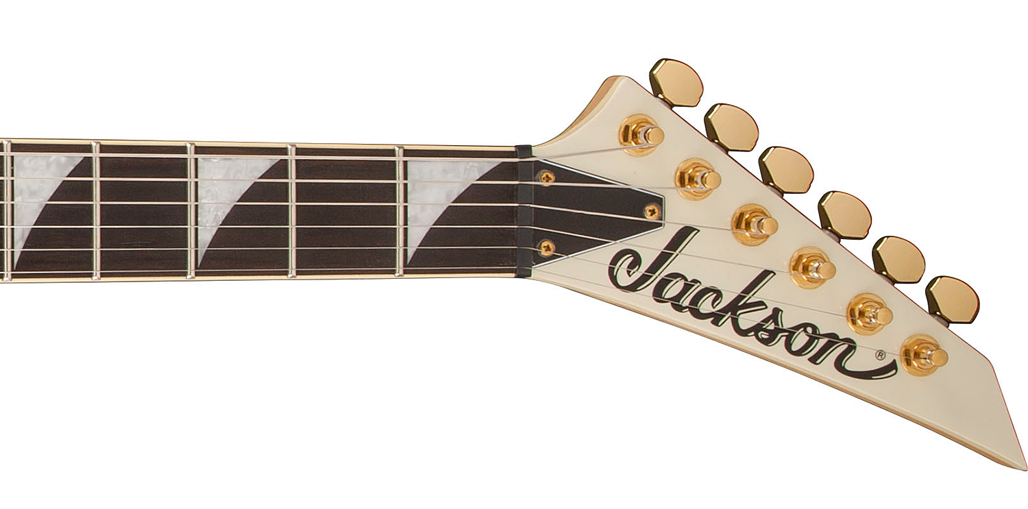 Jackson Rhoads Rrt-3 Pro 2h Seymour Duncan Ht Eb - Ivory With Black Pinstripes - Metalen elektrische gitaar - Variation 3