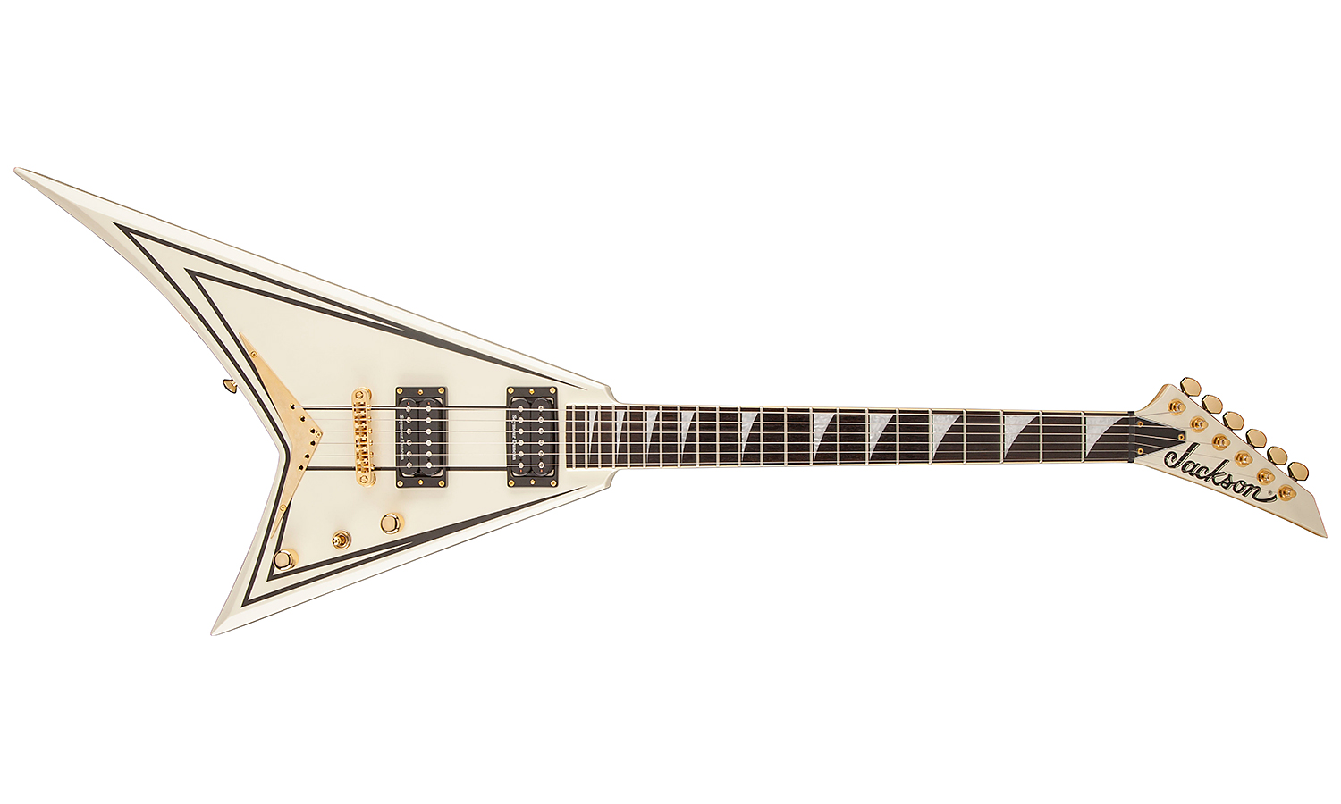 Jackson Rhoads Rrt-3 Pro 2h Seymour Duncan Ht Eb - Ivory With Black Pinstripes - Metalen elektrische gitaar - Variation 1