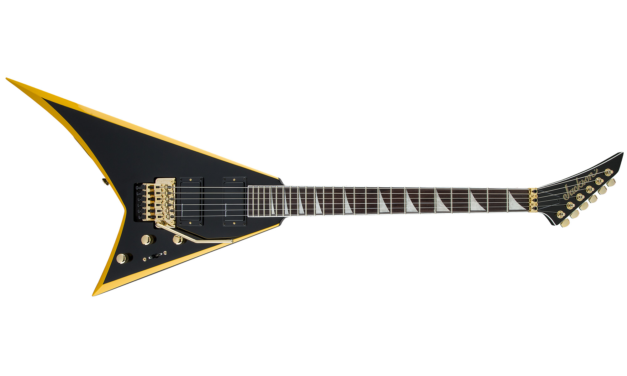 Jackson Rhoads Rrx24 2h Seymour Duncan Fr Lau - Black With Yellow Bevels - Metalen elektrische gitaar - Variation 1