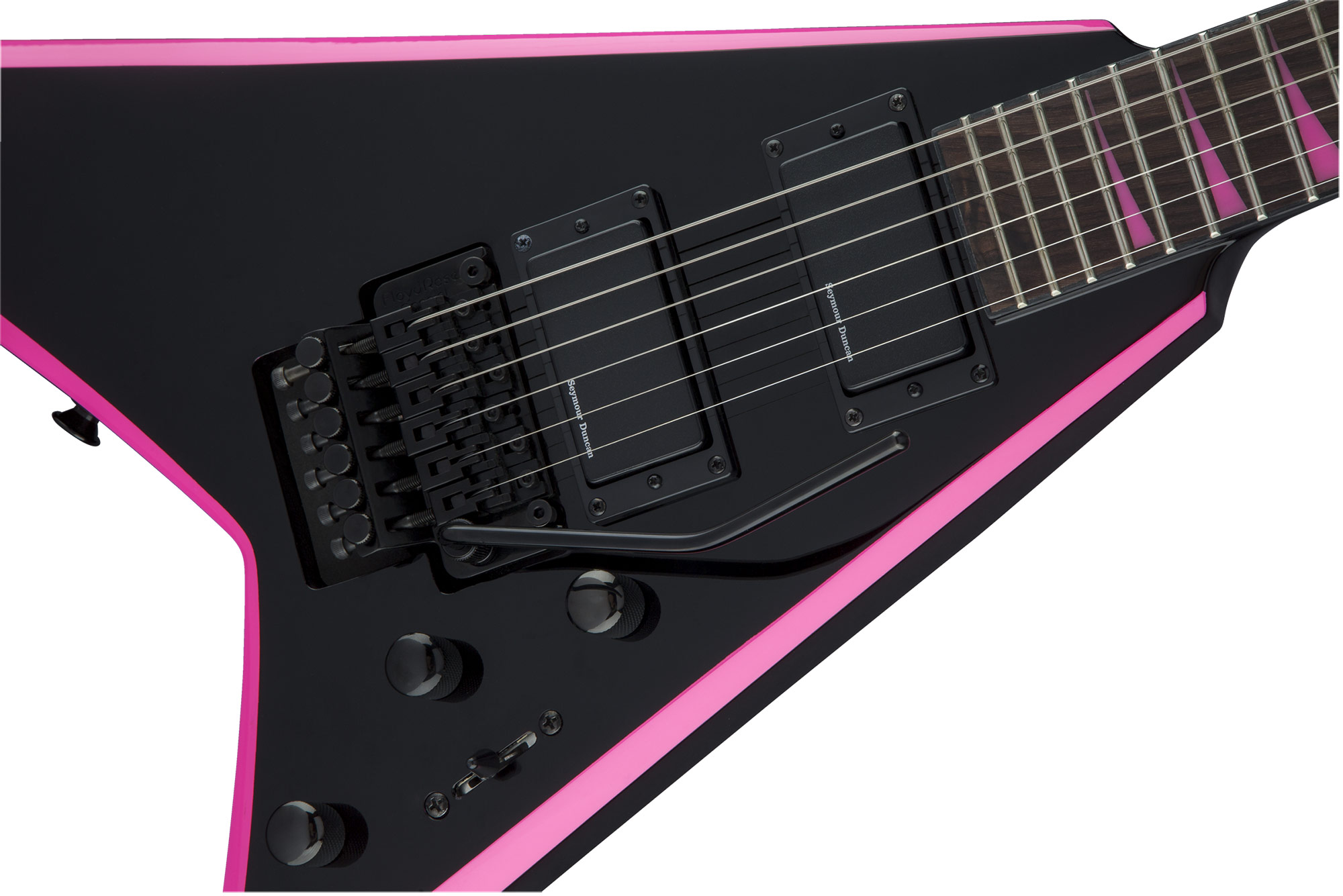 Jackson Rhoads Rrx24 Hh Seymour Duncan Fr Rw - Black With Pink Bevels - Metalen elektrische gitaar - Variation 2