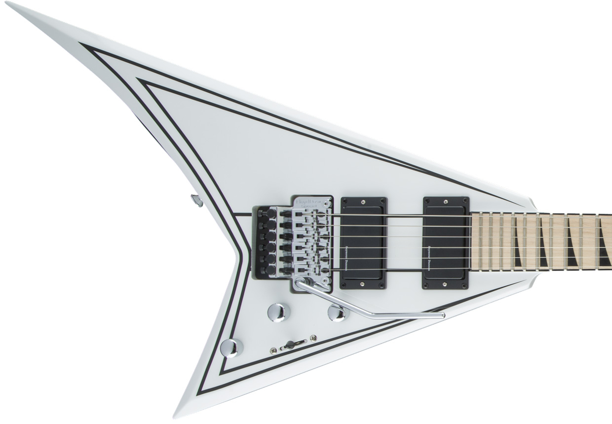 Jackson Rhoads Rrx24m 2h Seymour Duncan Fr Mn - White With Black Pinstripes - Metalen elektrische gitaar - Variation 2