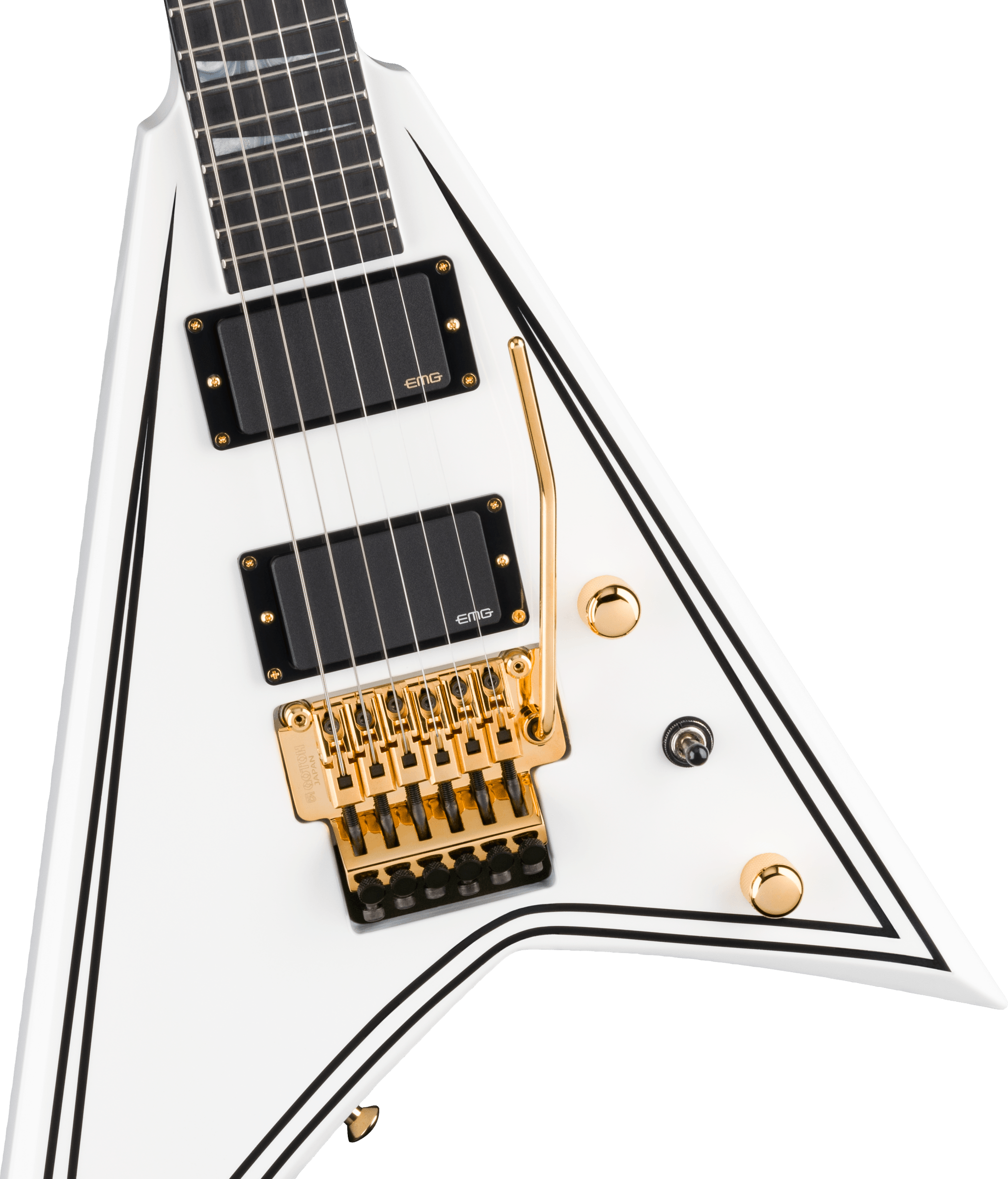 Jackson Rr24mg Mj Series Jap Fr Hh Eb - White With Black Pinstripes - Metal elektrische gitaar - Variation 2