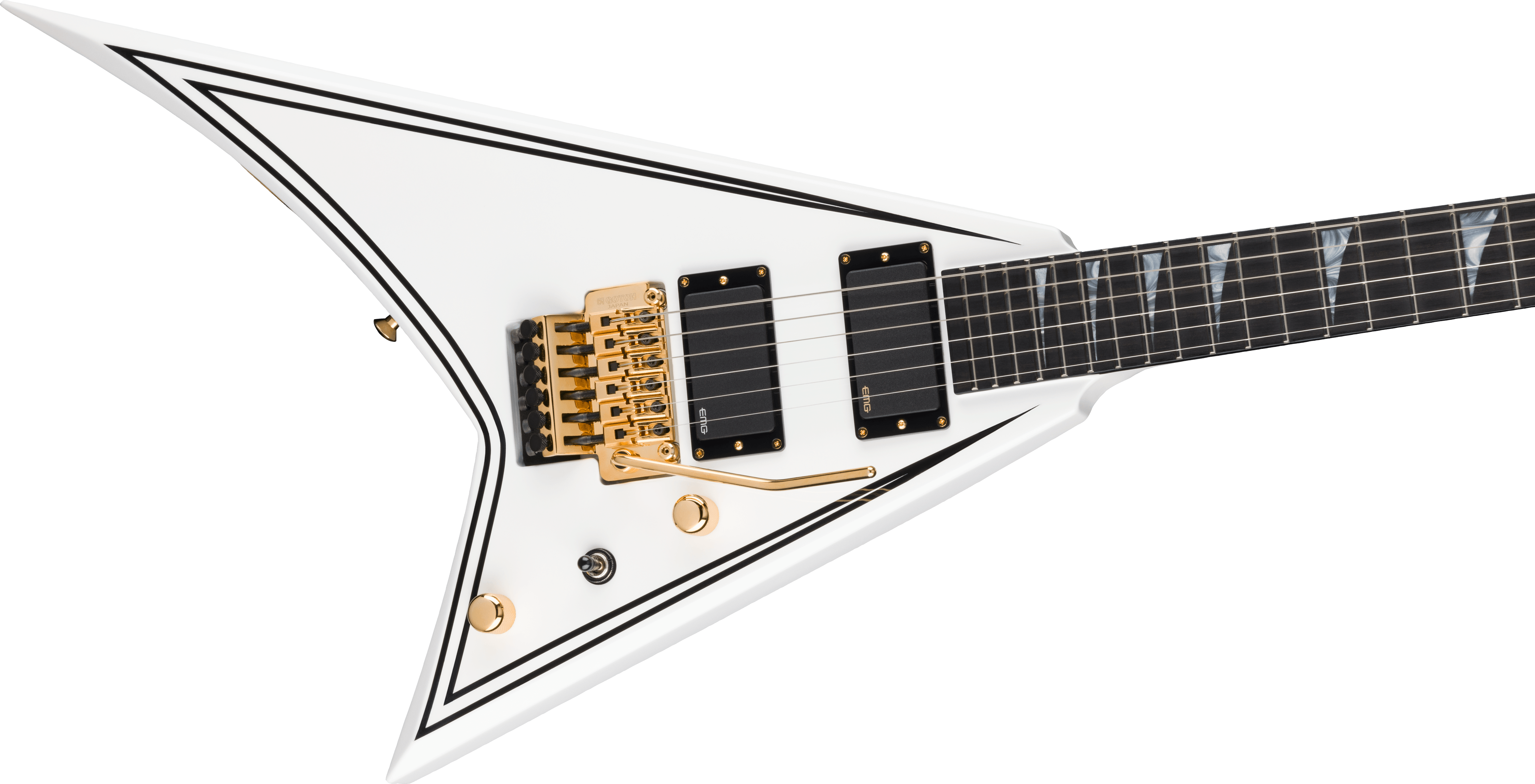 Jackson Rr24mg Mj Series Jap Fr Hh Eb - White With Black Pinstripes - Metal elektrische gitaar - Variation 3