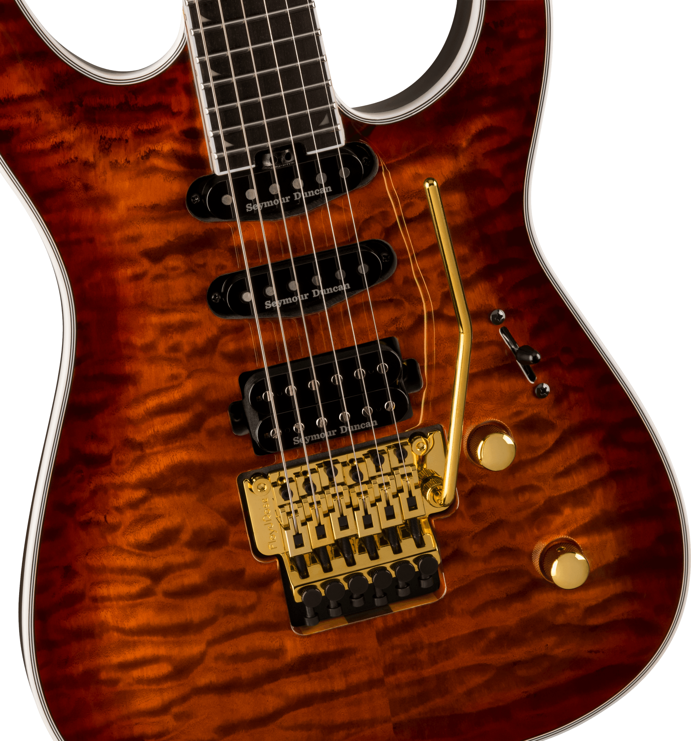 Jackson Soloist Sla3q Pro Plus Hss Seymour Duncan Fr Eb - Amber Tiger Eye - Elektrische gitaar in Str-vorm - Variation 2