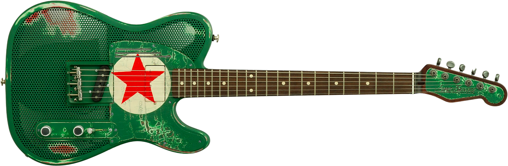 James Trussart Steelcaster Sh Ht Rw #26052 - Red Star Holey Gator Pickguard - Semi hollow elektriche gitaar - Main picture