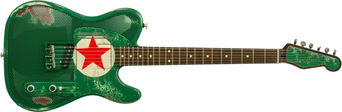 James trussart Steelcaster #26052 - Red star holey gator pickguard