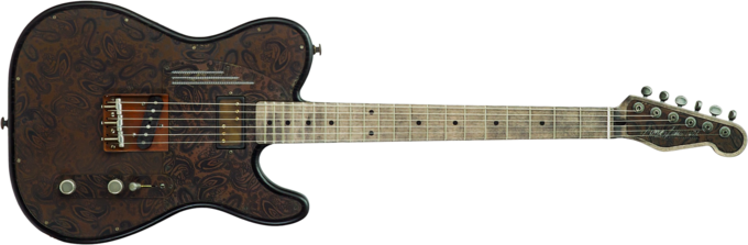 James trussart Steeltopcaster #26036 - Rust & black paisley engraved