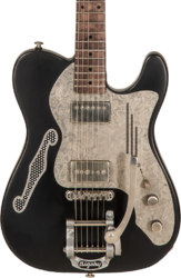 Televorm elektrische gitaar James trussart Deluxe SteelCaster #21132 - Antique silver paisley engraved satin black