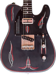 Semi hollow elektriche gitaar James trussart Steelcaster #25085 - Satin Black Pinstripe