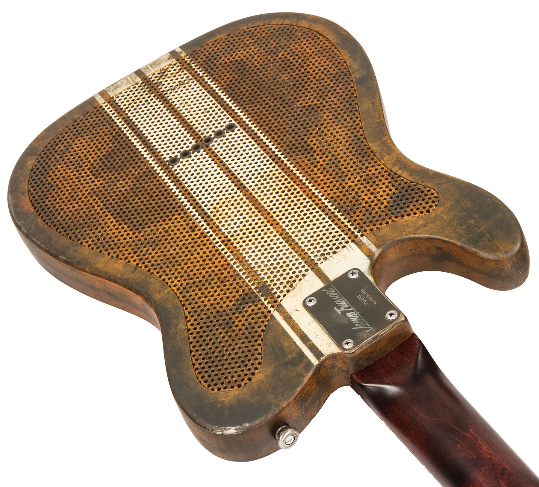 James Trussart Steelcaster Deluxe Perf. Back 2s Pf #20033 - Rust O Matic Cream Racing Stripes - Televorm elektrische gitaar - Variation 3