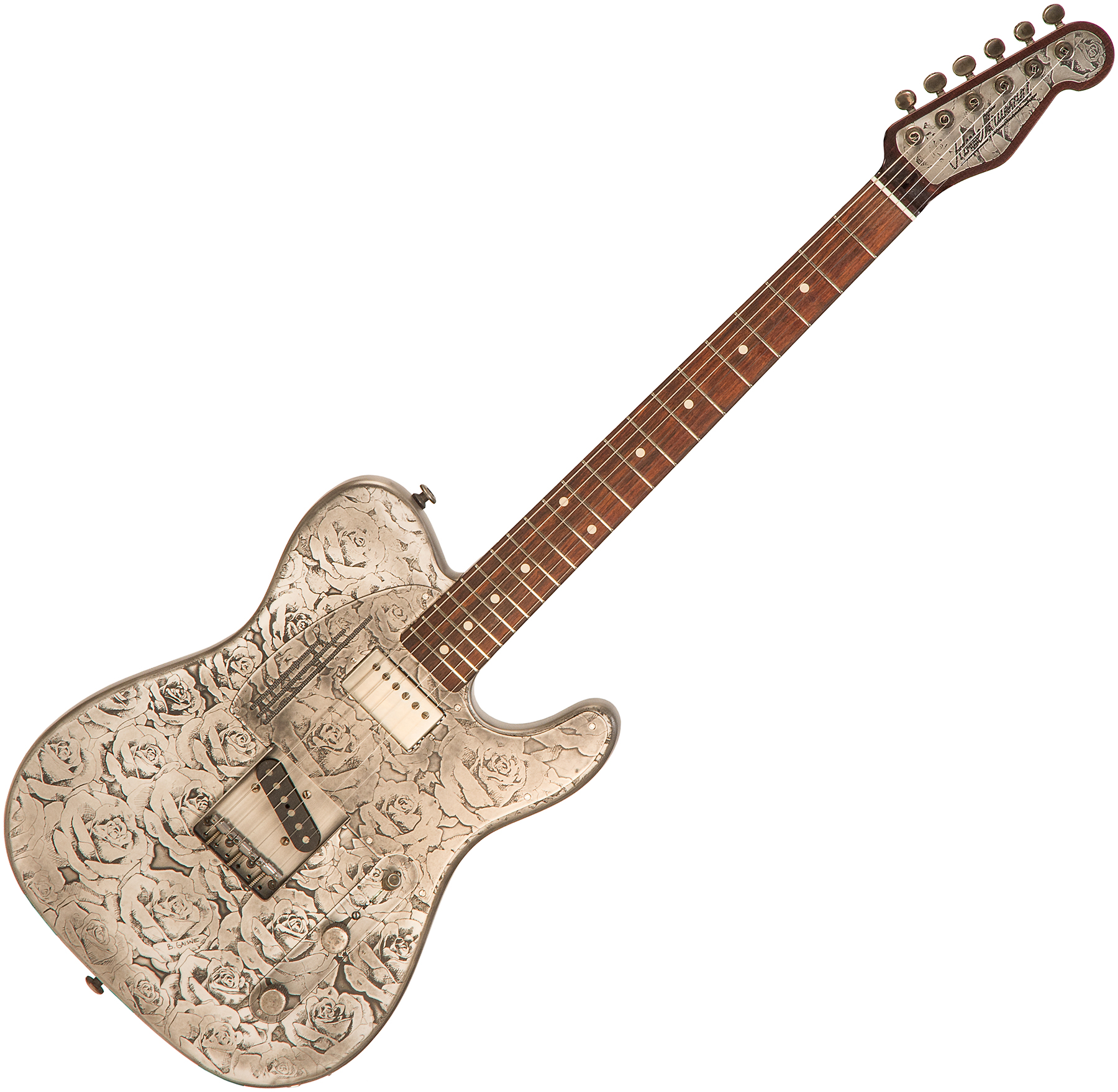 James Trussart Steelcaster Perf.back Sh Rw #21012 - Antique Silver Roses - Semi hollow elektriche gitaar - Main picture