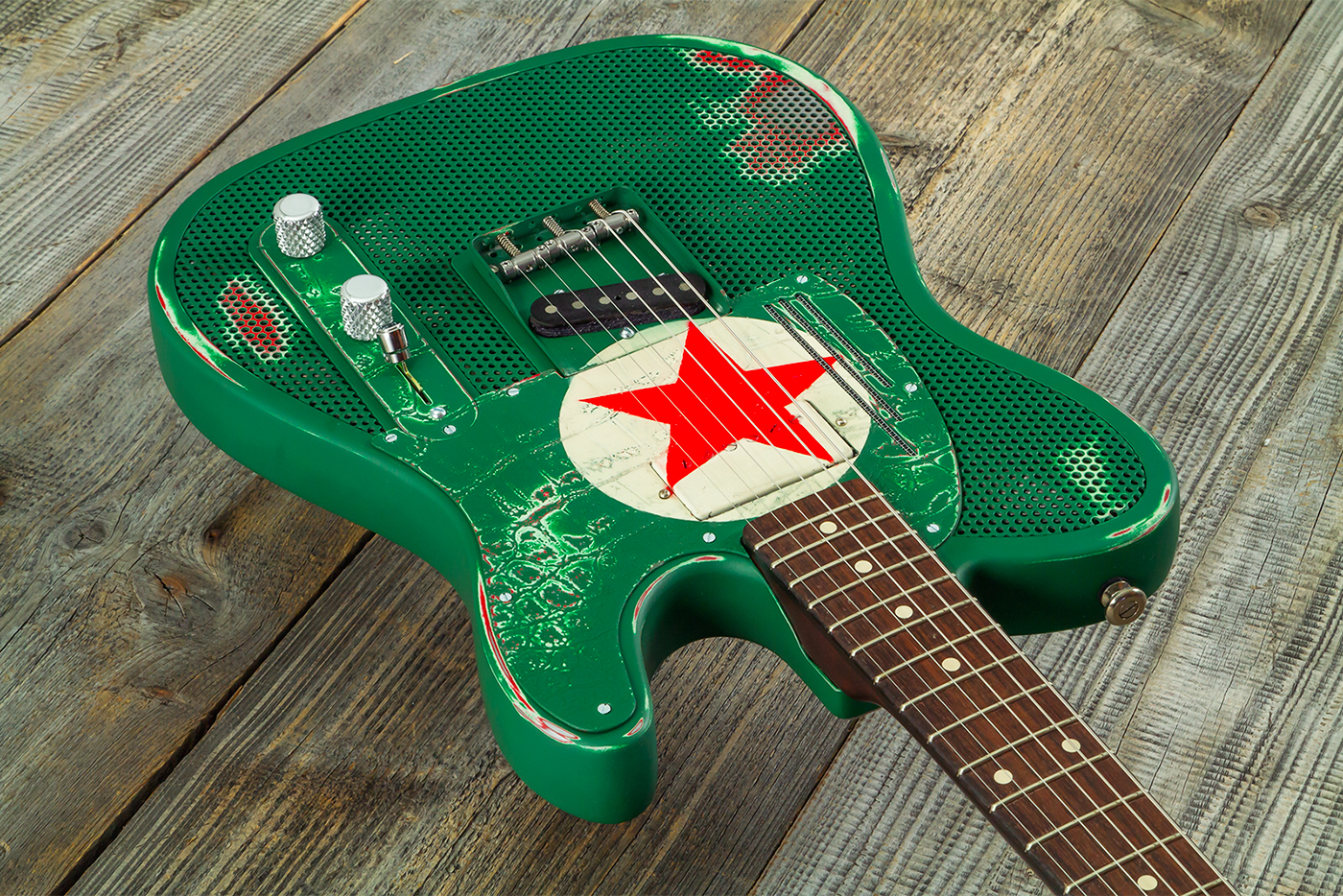 James Trussart Steelcaster Sh Ht Rw #26052 - Red Star Holey Gator Pickguard - Semi hollow elektriche gitaar - Variation 3