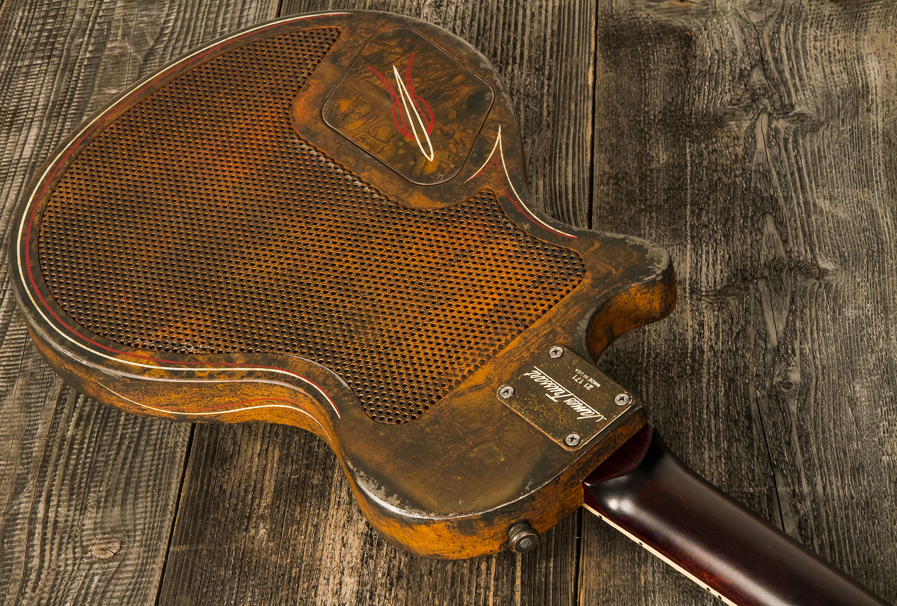 James Trussart Steeldeville Perf.back 2h Ht Rw #21171 - Rust O Matic Pinstriped - Enkel gesneden elektrische gitaar - Variation 2