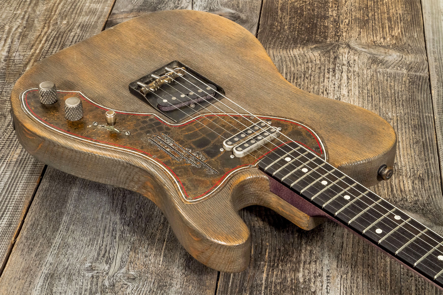 James Trussart Steelguard Caster Sugar Pine Sh Eb #18035 - Rust O Matic Gator Grey Driftwood - Televorm elektrische gitaar - Variation 2