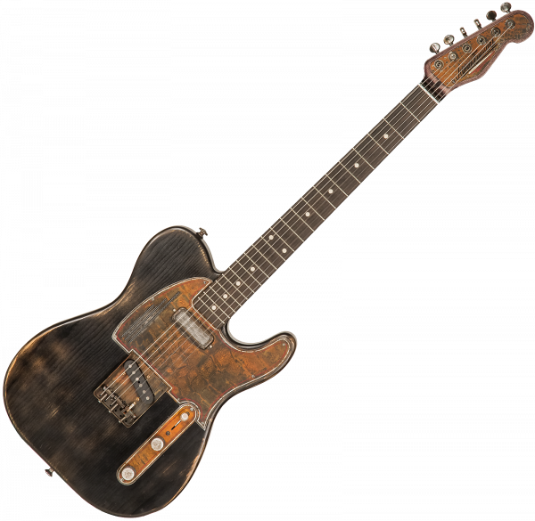 Solid body elektrische gitaar James trussart SteelGuardCaster with Glaser B Bender #21062 - Rust O Matic Pinstriped Black Nitro