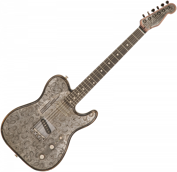 Solid body elektrische gitaar James trussart SteelTopCaster #21135 - Antique silver paisley