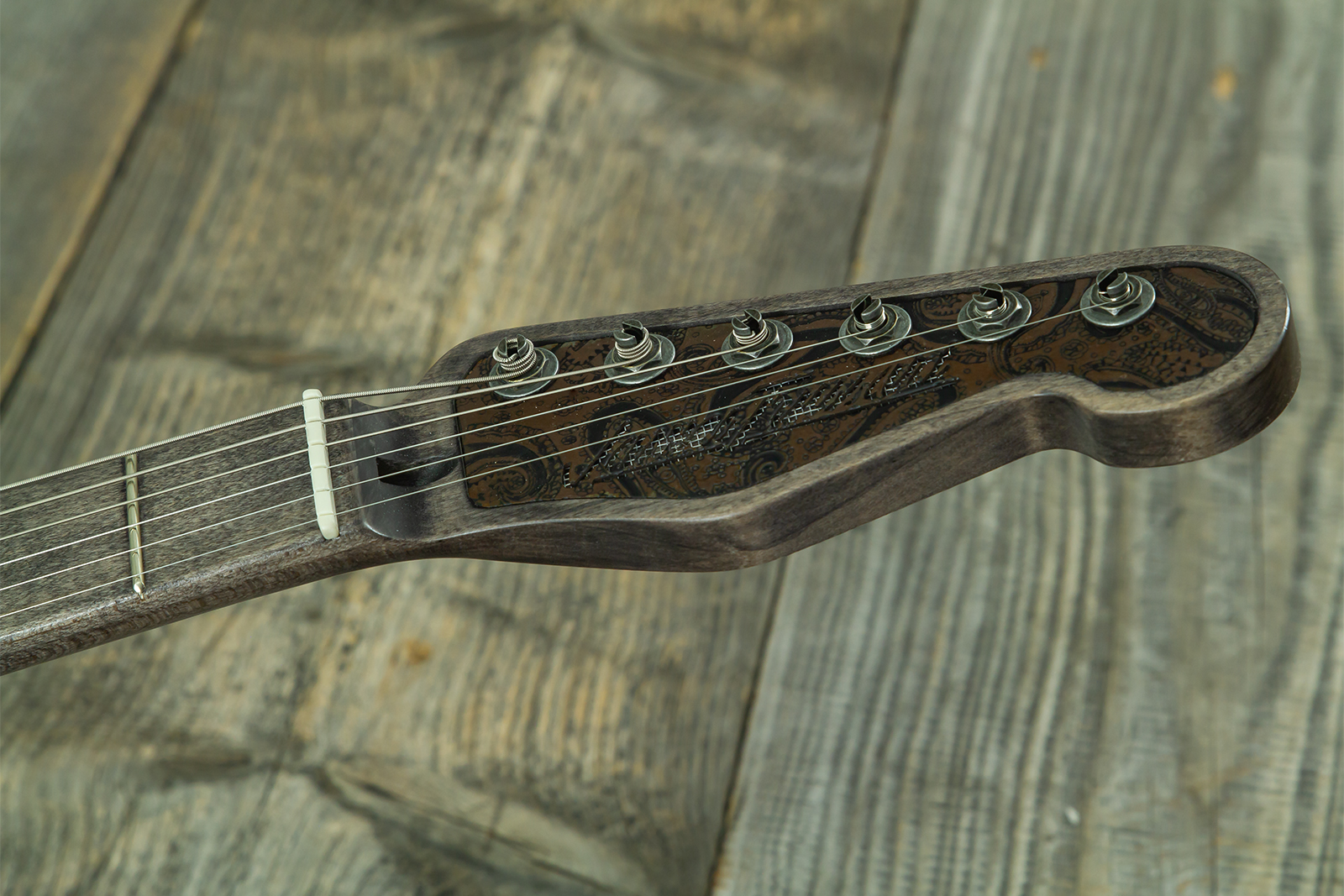 James Trussart Steeltopcaster Sh Ht Mn #26036 - Rust & Black Paisley Engraved - Televorm elektrische gitaar - Variation 13