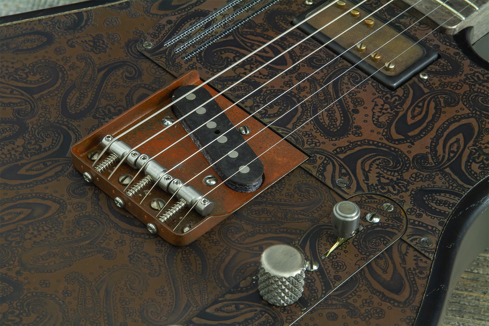 James Trussart Steeltopcaster Sh Ht Mn #26036 - Rust & Black Paisley Engraved - Televorm elektrische gitaar - Variation 3