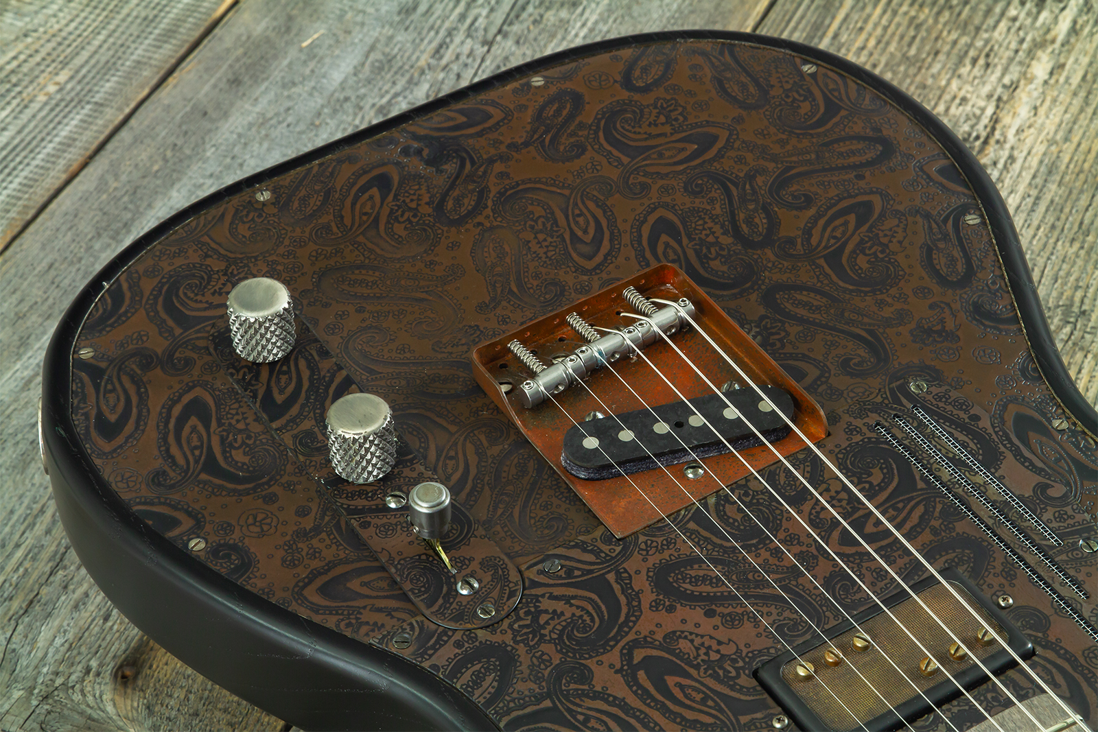 James Trussart Steeltopcaster Sh Ht Mn #26036 - Rust & Black Paisley Engraved - Televorm elektrische gitaar - Variation 5