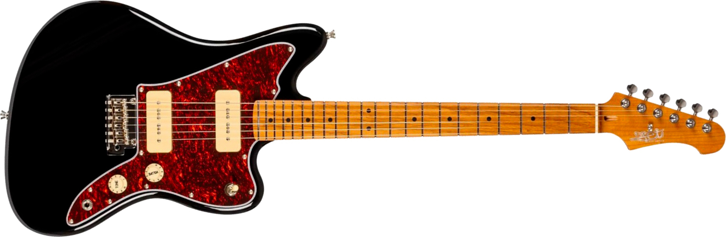 Jet Guitars Jj300 P90 Bk 2s Ht Mn - Black - Retro-rock elektrische gitaar - Main picture
