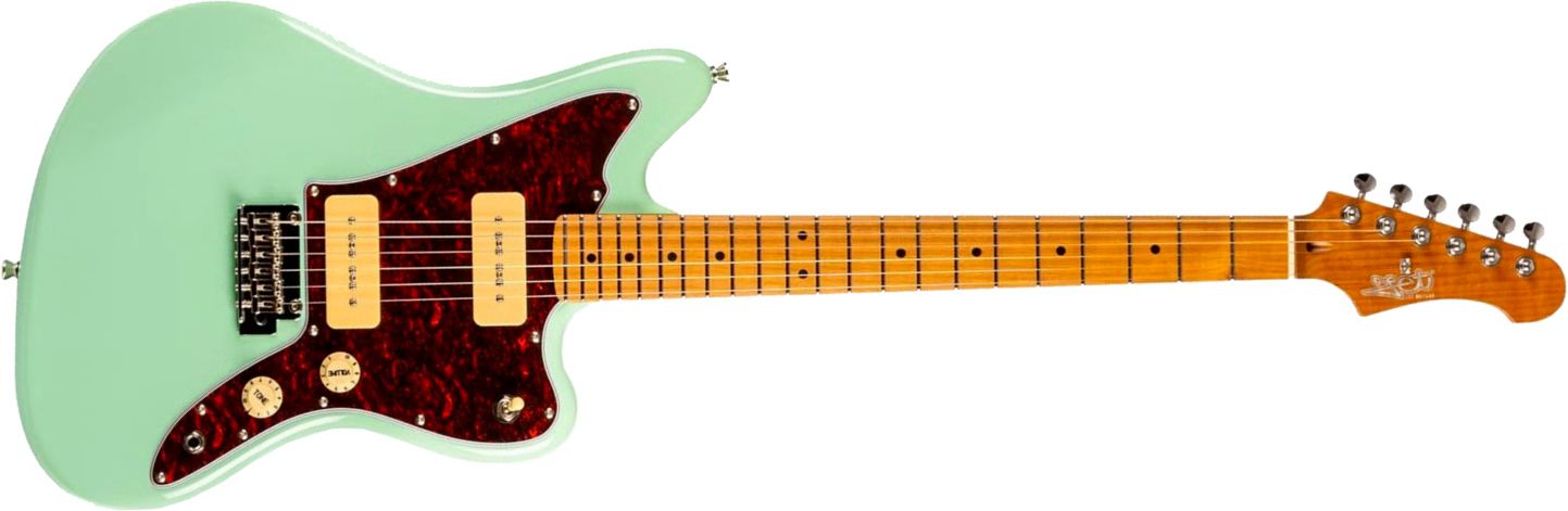 Jet Guitars Jj300 P90 Ow 2s Ht Mn - Sea Green - Retro-rock elektrische gitaar - Main picture