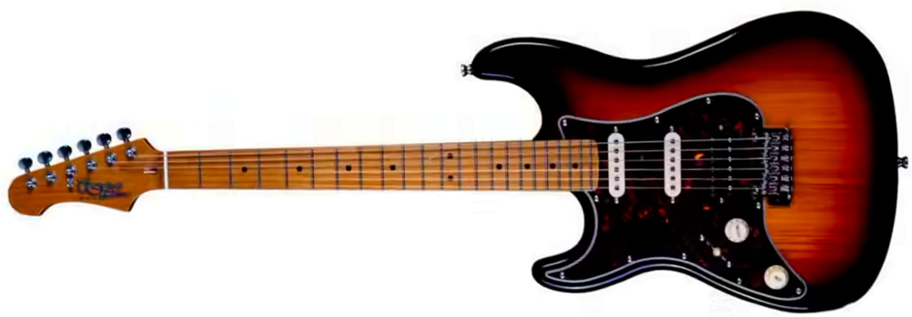 Jet Guitars Js400 Sb Lh Gaucher Hss Trem Mn - Sunburst - Elektrische gitaar in Strat vorm - Main picture