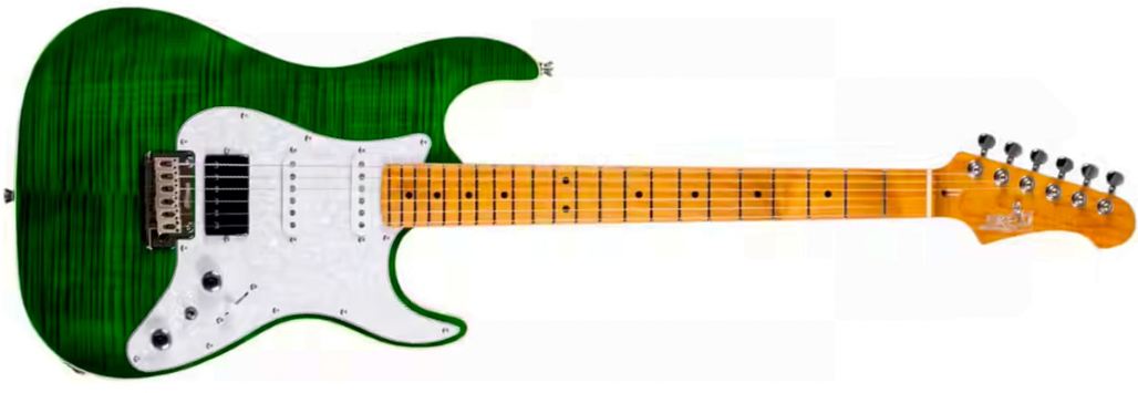 Jet Guitars Js600 Tgr Trem Hss Mn - Transparent Green - Elektrische gitaar in Strat vorm - Main picture