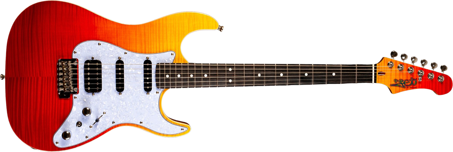 Jet Guitars Js600 Trs Trem Hss Mn - Transparent Red - Elektrische gitaar in Str-vorm - Main picture