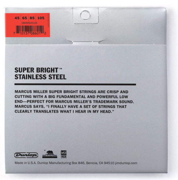 Jim Dunlop Marcus Miller Dbmms45105 Super Bright Stainless Steel Electric Bass 45-105 - Elektrische bassnaren - Variation 1