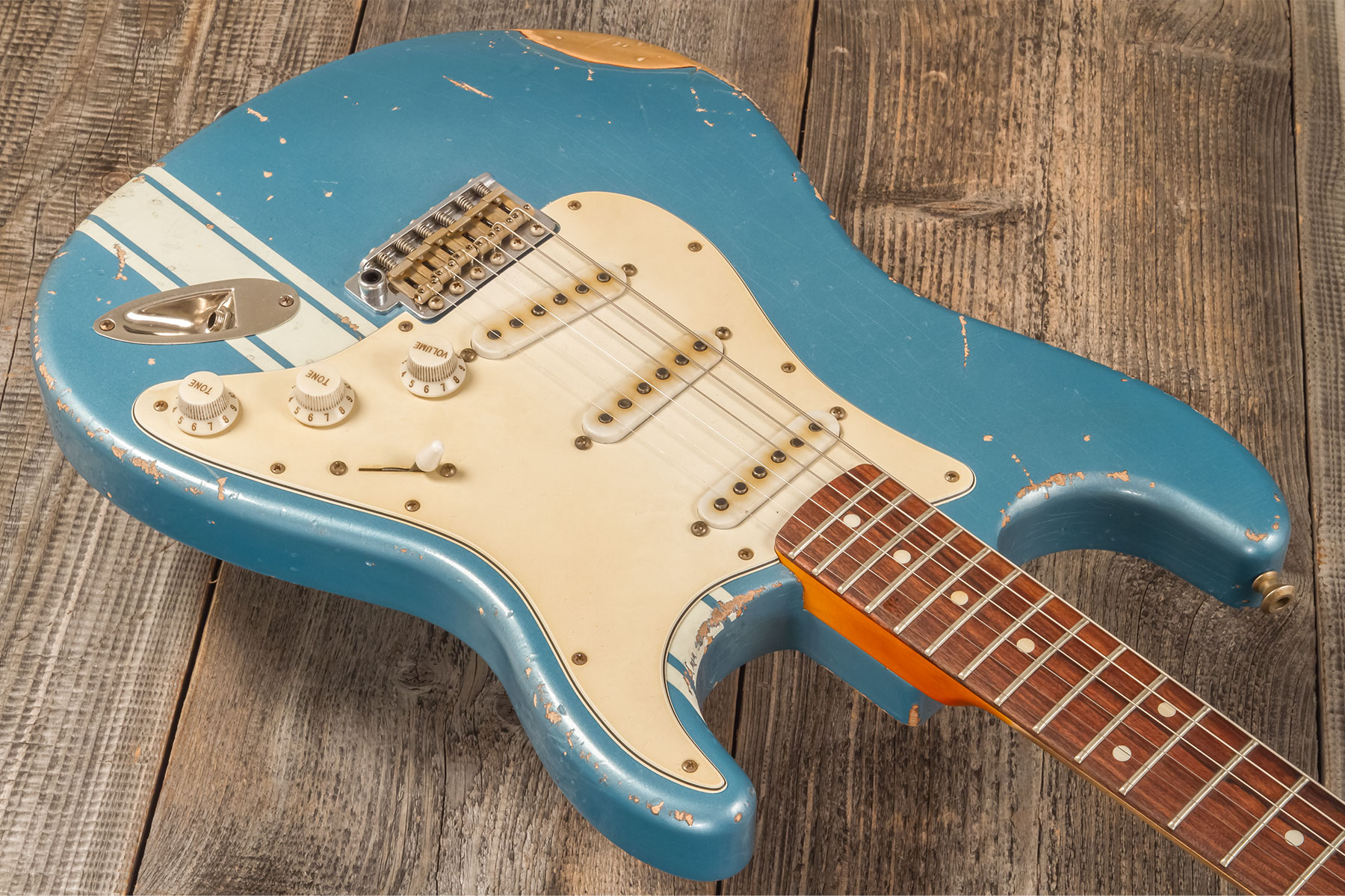 John Cruz Crossville St 3s Trem Rw #jc00870522 - Battle Axe Gulfstream Blue Metallic - Elektrische gitaar in Str-vorm - Variation 2