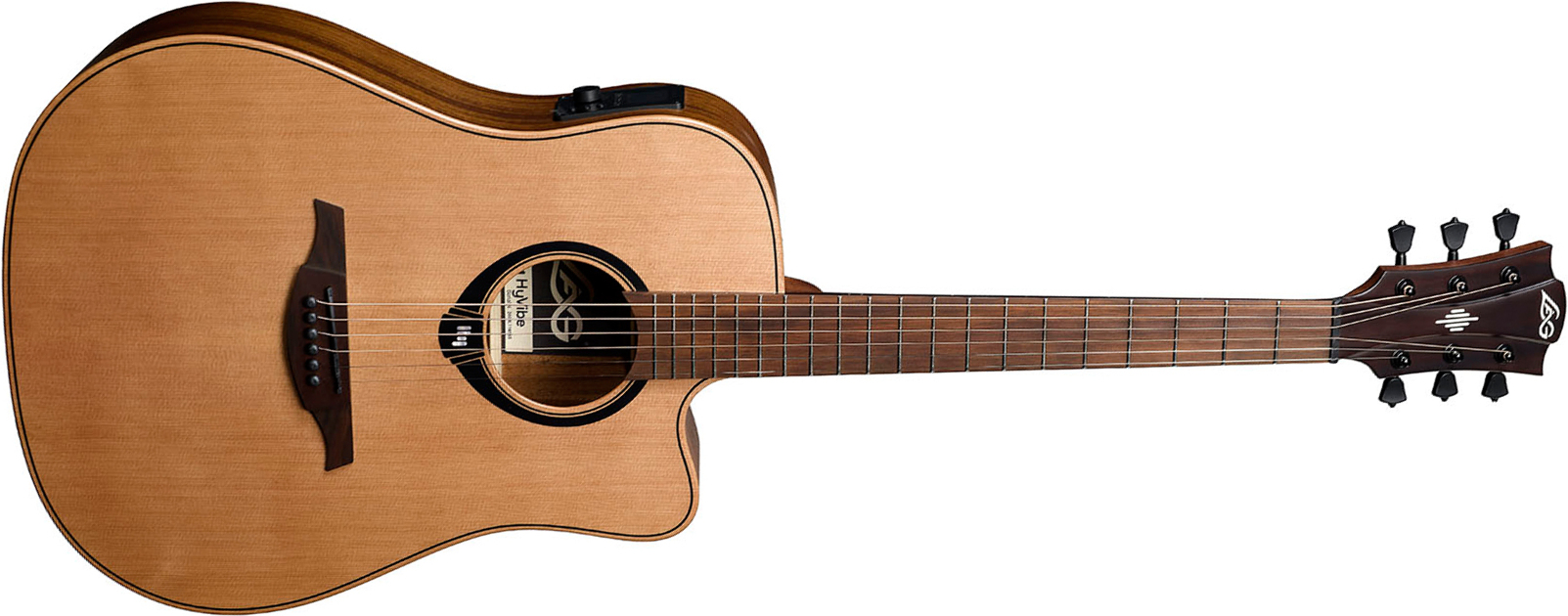 Lag Hv10dce Hyvibe H2 Dreadnought Cw Cedre Khaya Bra - Natural - Folk gitaar - Main picture