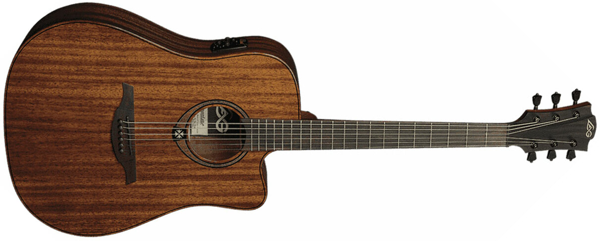 Lag T98dce Tramontane Dreadnought Cw Tout Khaya Bro - Naturel - Elektro-akoestische gitaar - Main picture