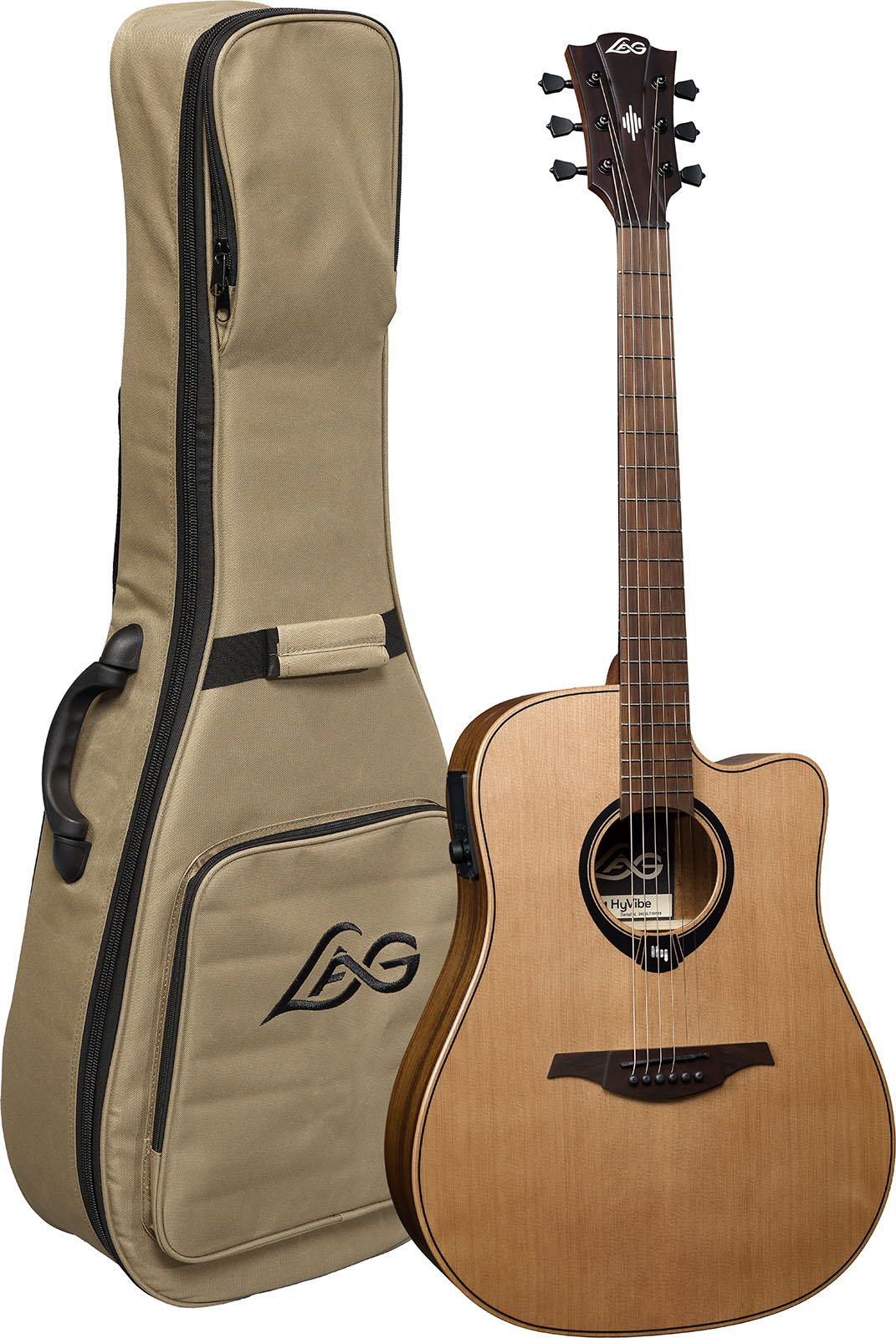 Lag Hv10dce Hyvibe H2 Dreadnought Cw Cedre Khaya Bra - Natural - Folk gitaar - Variation 5