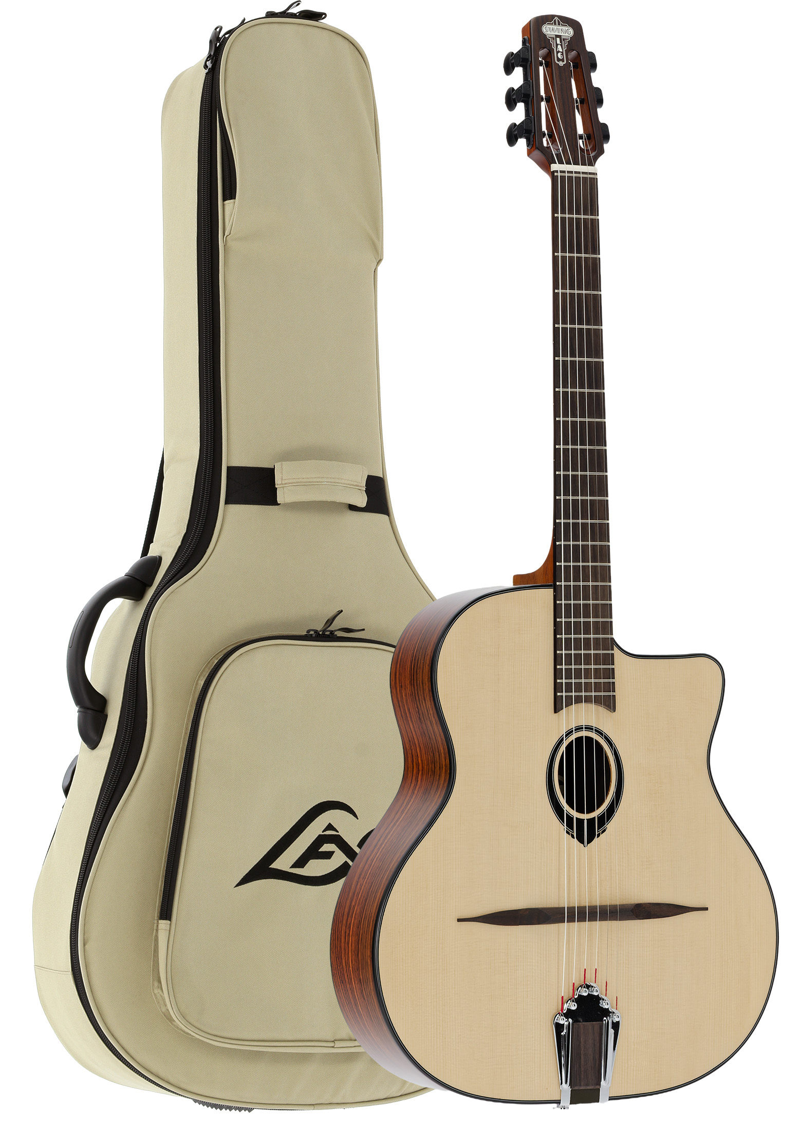Lag Sl200 Solid Spruce + Housse - Natural - Gipsy gitaar - Variation 3