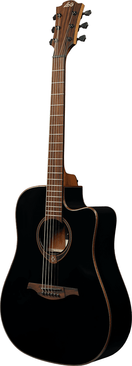 Lag T118dce Tramontane Dreadnought Cw Electro Cedre Khaya - Black - Elektro-akoestische gitaar - Variation 1