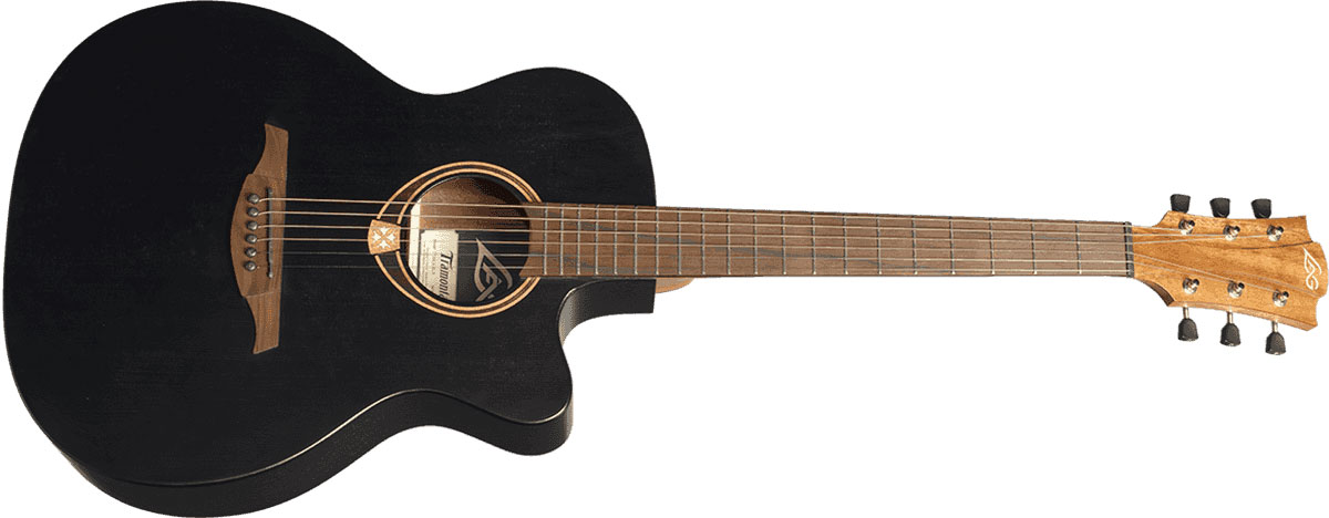 Lag T70dce Tramontane Auditorium Cw Epicea Sapele Bro - Noir Satin - Elektro-akoestische gitaar - Variation 1