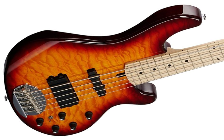 Lakland 55-02 Deluxe Qmt Skyline 5c Active Mn - Honey Burst Gloss - Solid body elektrische bas - Variation 2