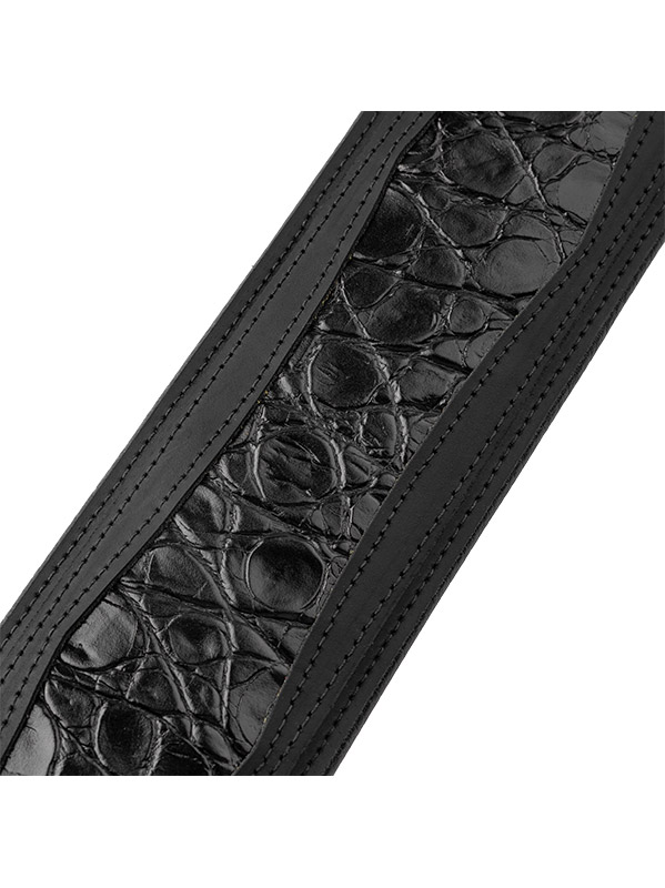 Levy's Apex - Cuir Crazy Horse RembourrÉ, Motif Croco, 7,6 Cm - Black - Gitaarriem - Variation 1