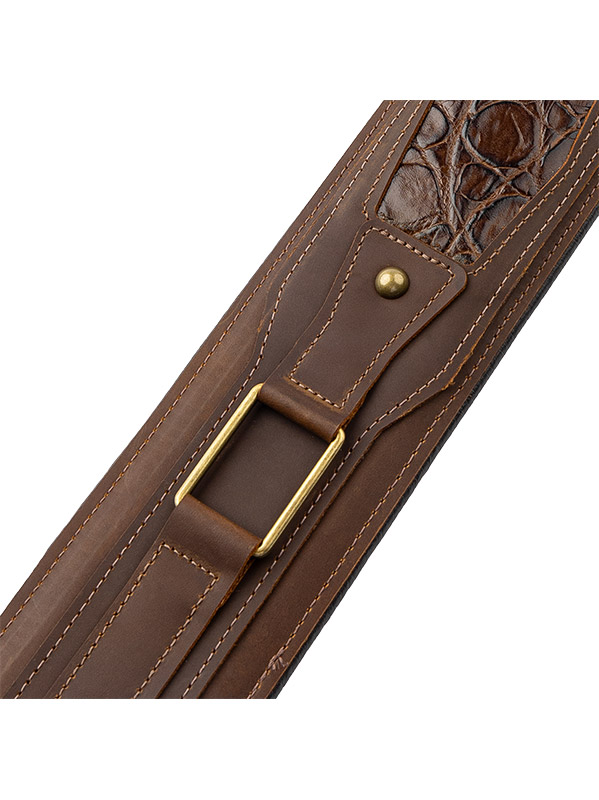 Levy's Apex - Cuir Crazy Horse Rembourre, Motif Croco, 7,6 Cm - Brown - Gitaarriem - Variation 1