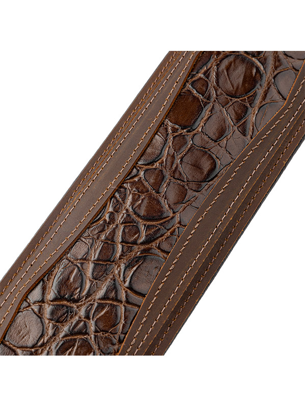 Levy's Apex - Cuir Crazy Horse Rembourre, Motif Croco, 7,6 Cm - Brown - Gitaarriem - Variation 2