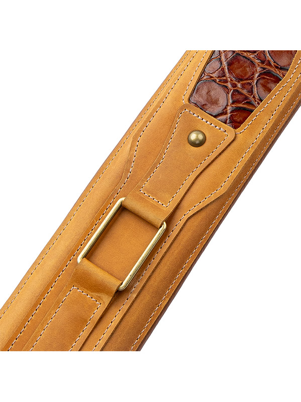 Levy's Apex - Cuir Crazy Horse Rembourre, Motif Croco, 7,6 Cm - Tan - Gitaarriem - Variation 1